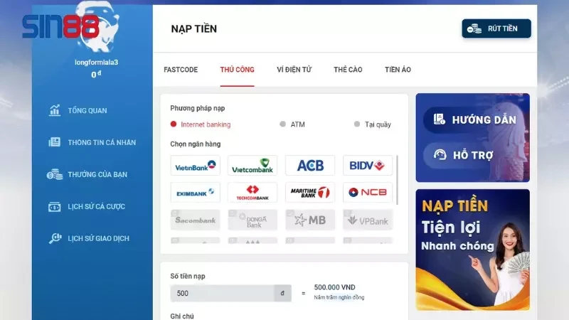 Nạp tiền thủ công